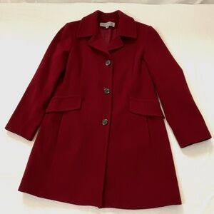 ANNE KLEIN Wool Cashmere Coat 12 Petite Red
